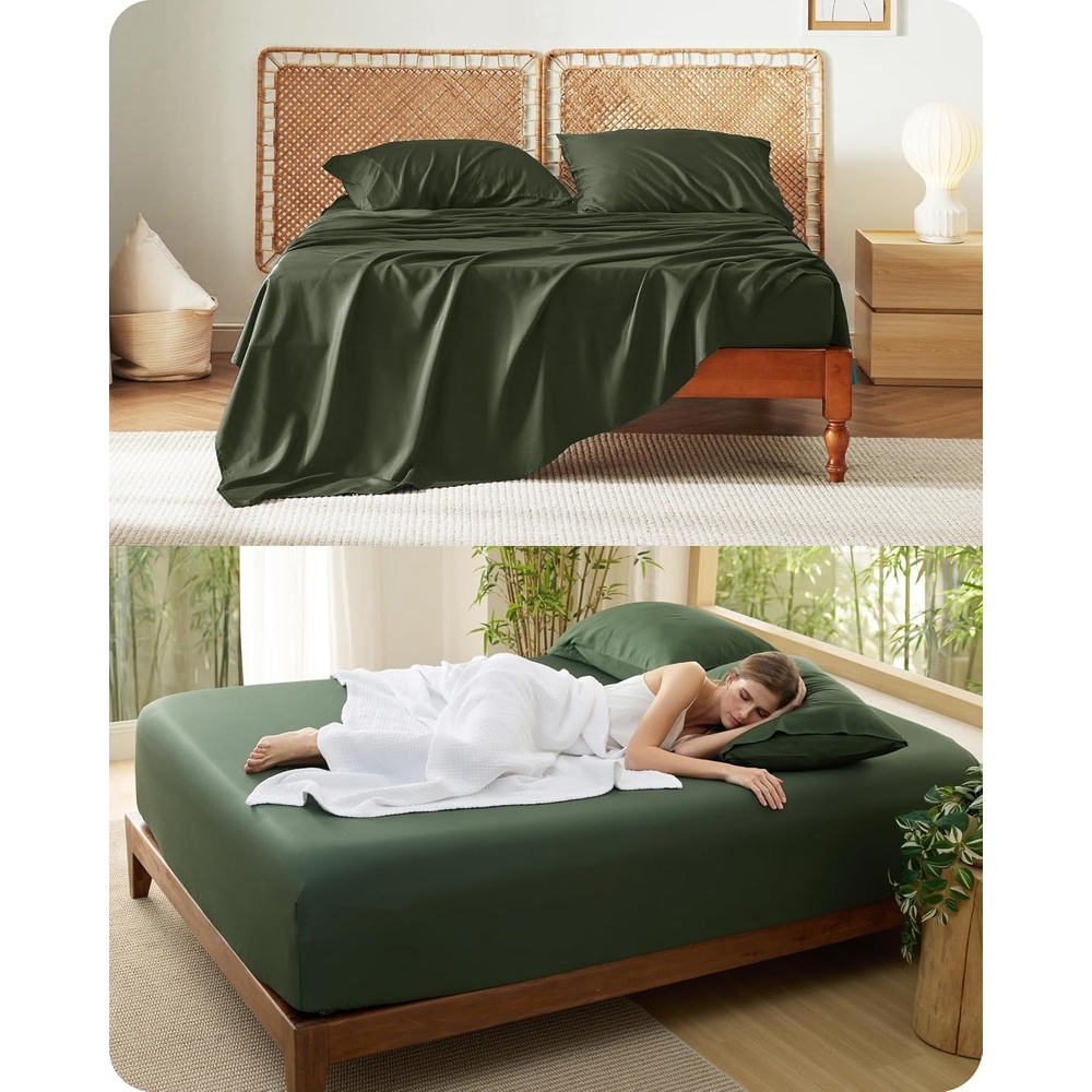 image:imageBedsure Cooling Sheets Bundle Cooling Fitted Sheet Queen