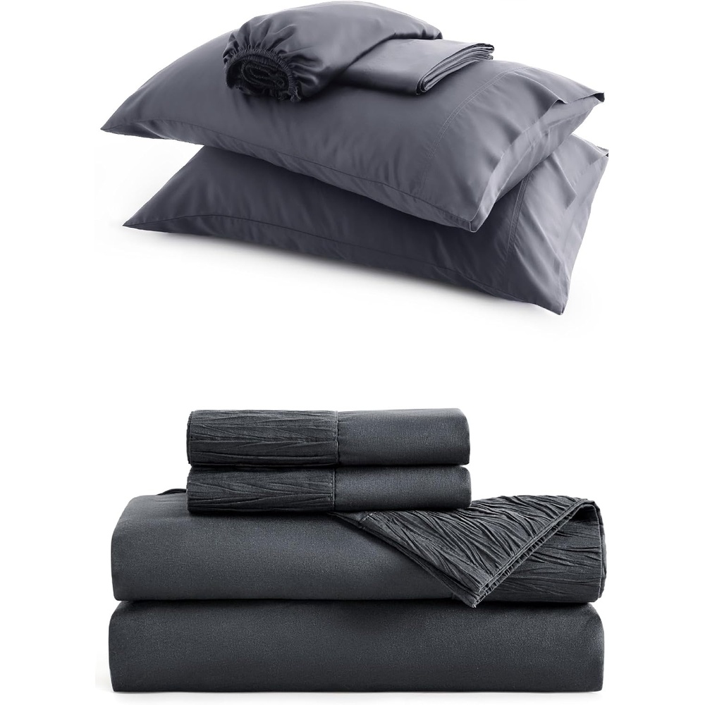 image:imageBedsure Cooling Sheets King Bundle King Size Sheets Grey
