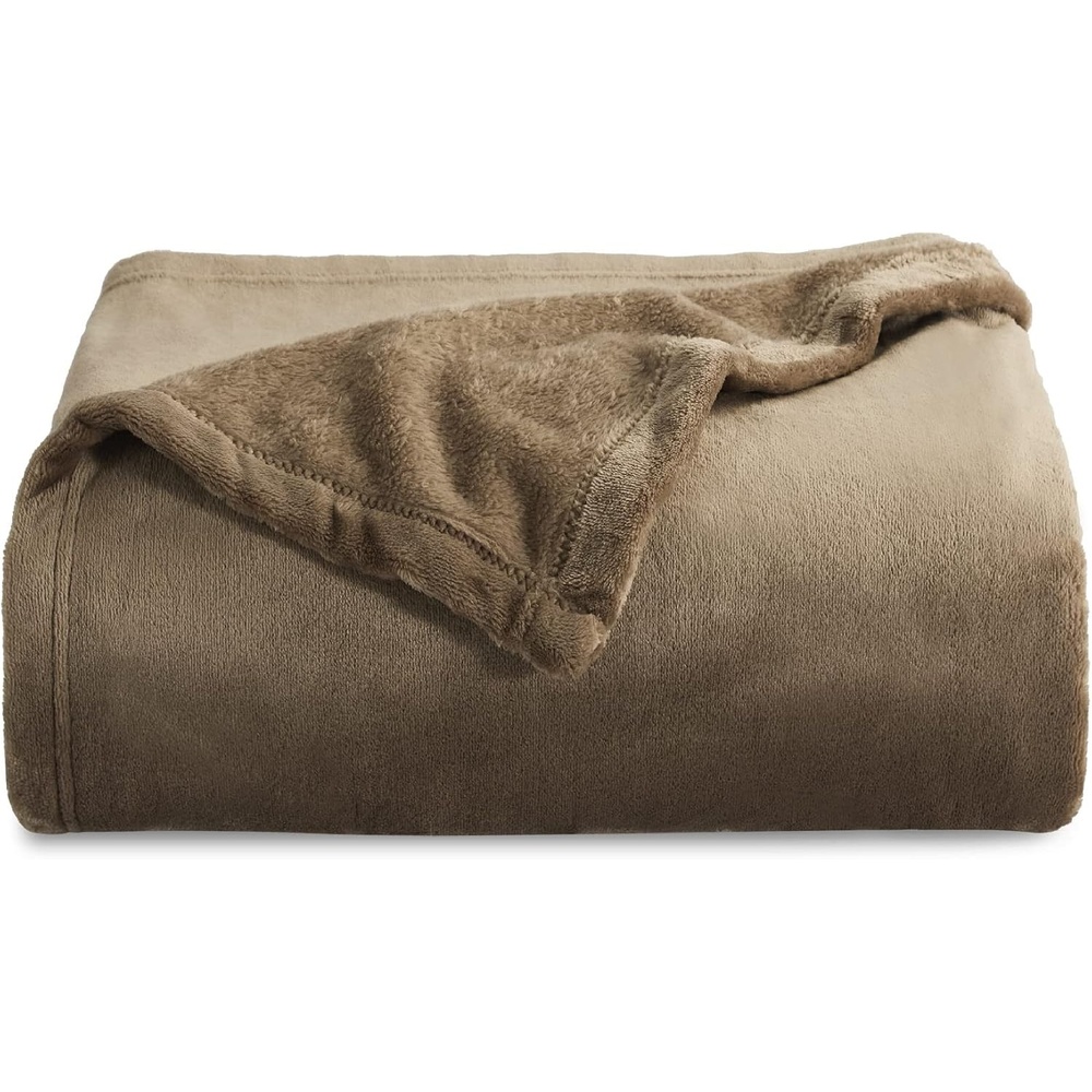 image:imageBedsure GentleSoft Fleece Bed Blankets Queen Size Grey  Soft Warm Outdoor Picnic Fall Blanket for Camping Travel Lightweight Cozy AntiStatic Room Home Decor Gifts for Husband and Men 90x90 inchesCamel