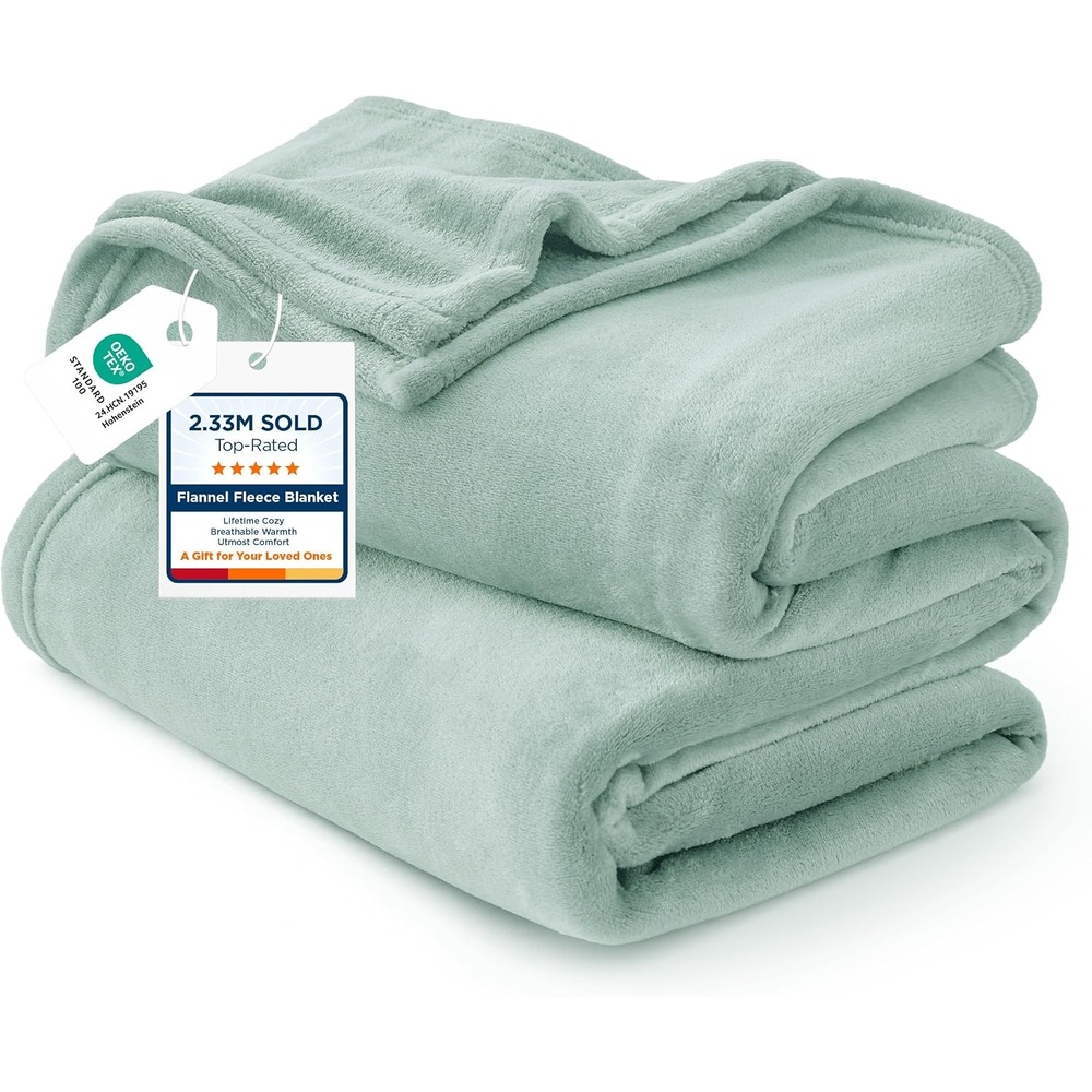 image:imageBedsure GentleSoft Fleece Bed Blankets Queen Size Grey  Soft Warm Outdoor Picnic Fall Blanket for Camping Travel Lightweight Cozy AntiStatic Room Home Decor Gifts for Husband and Men 90x90 inchesSage Green