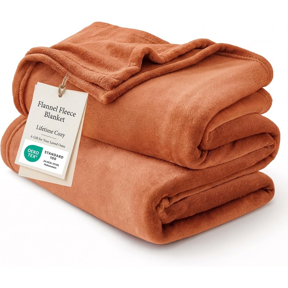 image:imageBedsure GentleSoft Fleece Bed Blankets Queen Size Grey Soft Warm Outdoor Picnic Fall Blanket for Camping Travel Lightweight Cozy AntiStatic Room Home Decor Gifts for Husband and Men 90x90 inchesOrange
