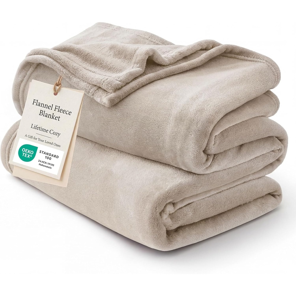 image:imageBedsure GentleSoft Fleece Bed Blankets Queen Size Grey Soft Warm Outdoor Picnic Fall Blanket for Camping Travel Lightweight Cozy AntiStatic Room Home Decor Gifts for Husband and Men 90x90 inchesOxford Tan