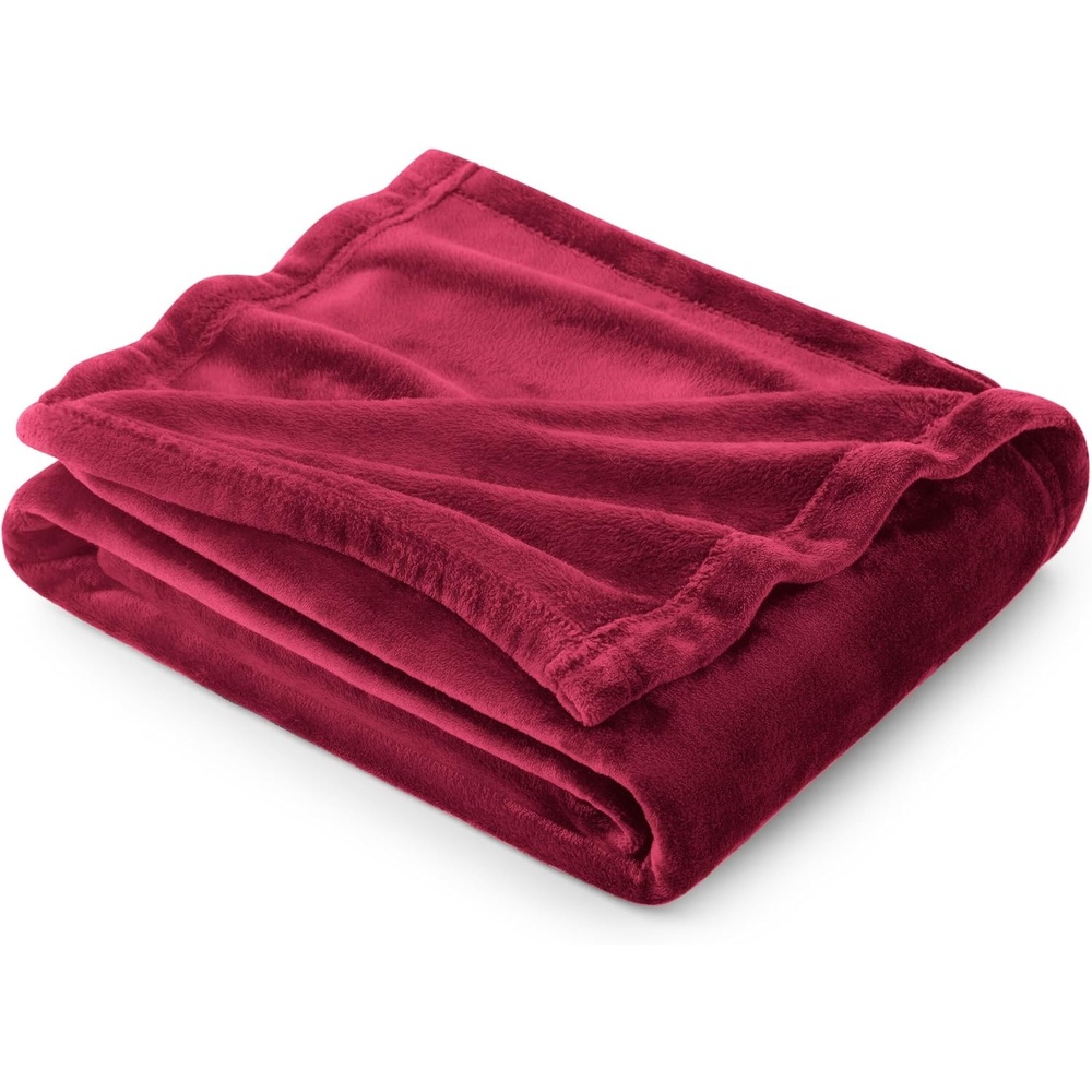 image:imageBedsure GentleSoft Fleece Bed Blankets Queen Size Grey  Soft Warm Outdoor Picnic Fall Blanket for Camping Travel Lightweight Cozy AntiStatic Room Home Decor Gifts for Husband and Men 90x90 inchesRed