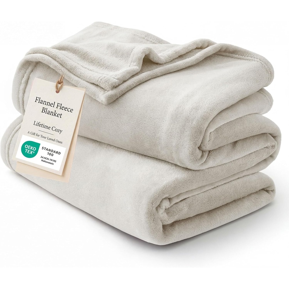 image:imageBedsure GentleSoft Fleece Bed Blankets Queen Size Grey  Soft Warm Outdoor Picnic Fall Blanket for Camping Travel Lightweight Cozy AntiStatic Room Home Decor Gifts for Husband and Men 90x90 inchesLinen