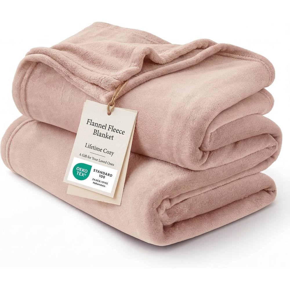 image:imageBedsure GentleSoft Fleece Bed Blankets Queen Size Grey  Soft Warm Outdoor Picnic Fall Blanket for Camping Travel Lightweight Cozy AntiStatic Room Home Decor Gifts for Husband and Men 90x90 inchesDusty Pink