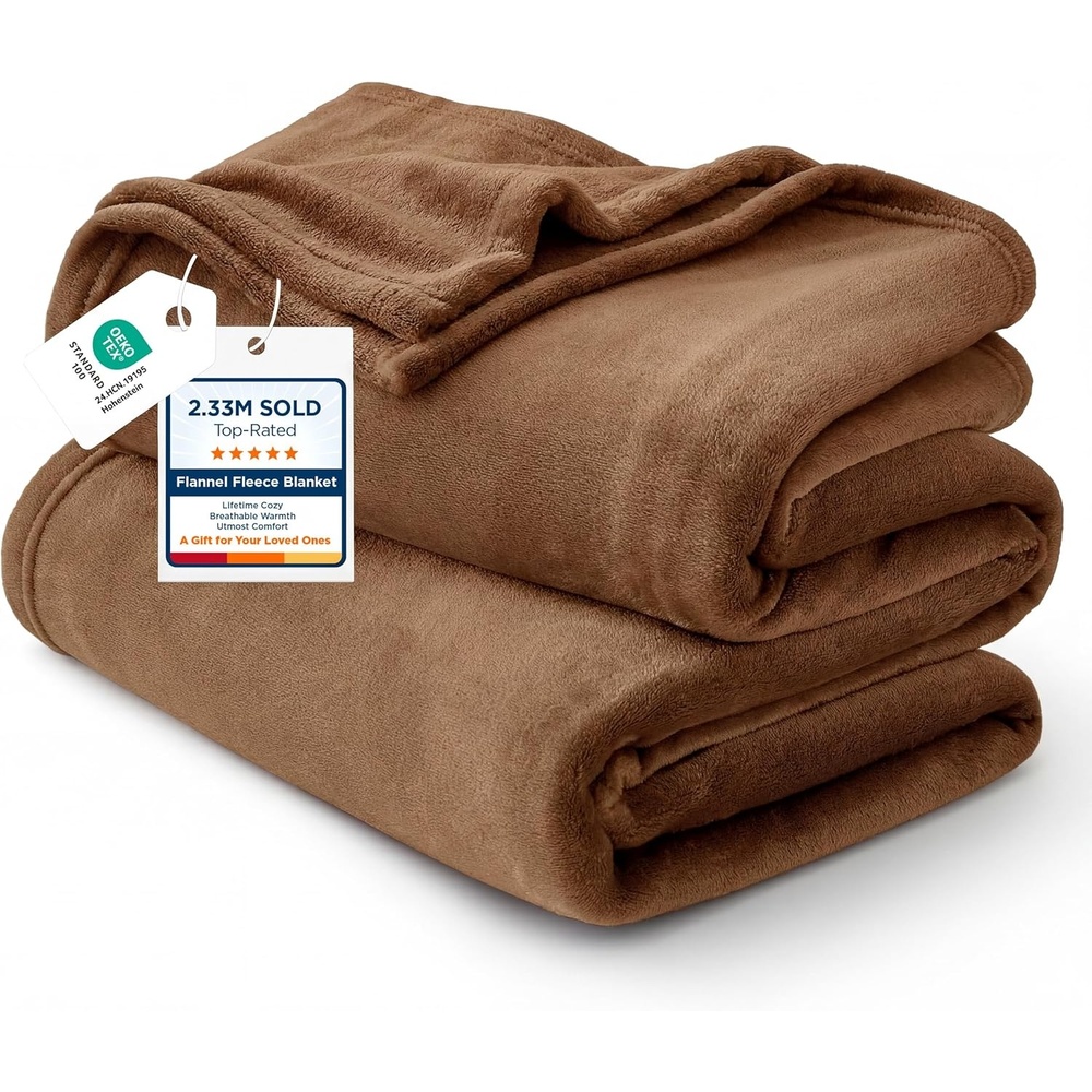 image:imageBedsure GentleSoft Fleece Bed Blankets Queen Size Grey  Soft Warm Outdoor Picnic Fall Blanket for Camping Travel Lightweight Cozy AntiStatic Room Home Decor Gifts for Husband and Men 90x90 inchesBurnt Brown