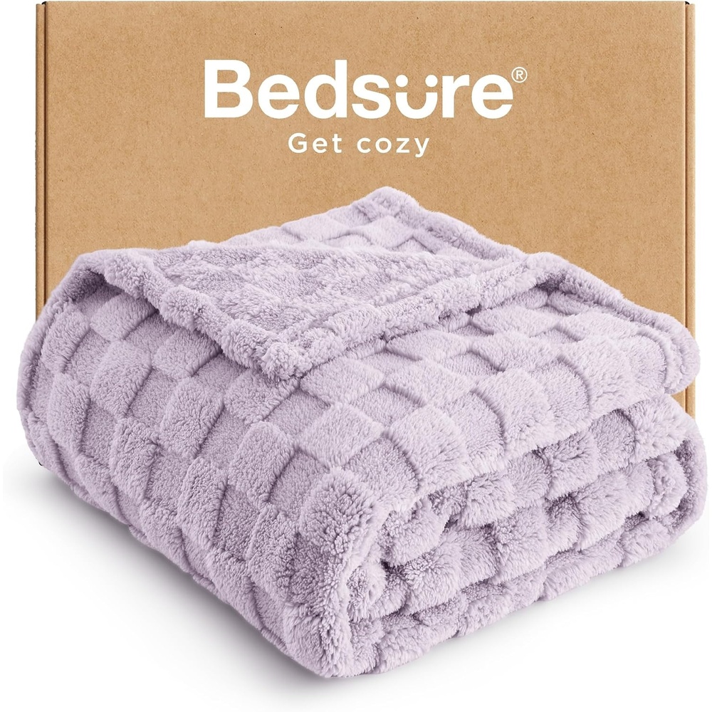 image:imageBedsure GentleSoft Sage Green Throw Blanket for Couch Checkered Cute Fleece Blankets Soft Cozy Summer Throw for Bedroom Home Decor Gifts for Mom Girls Green 50x60 Inches04 Lavender Fog