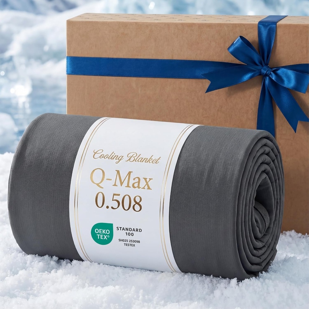 image:imageBedsure Lightweight Cold Blanket for Summer Bed Cooling Blanket Queen Size for Hot Sleepers Ice Cool Essentials for Hot Nights Breathable Thin Bedding for Teens Adults Navy 90 x 90Dark Grey
