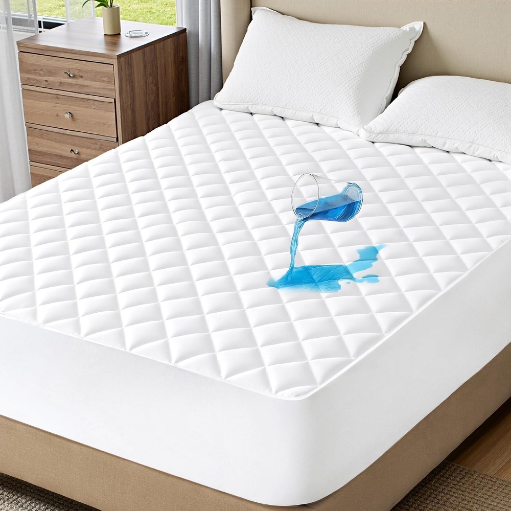 image:imageBedsure Queen Mattress Protector Quilted Waterproof Mattress Protector with Deep Pocket up to 22 Inches Soft Breathable Noiseless Bed Pad Topper Queen Bed Cover for Home Bedroom Hotel  WhiteWhite
