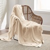 Bedsure 100% Cotton Blanket Queen Size for Bed – Cooling Breathable and Soft for Summer and Fall, Thick Cozy Waffle Weave Blanket Gifts for Women, White, 90×90 Inches(10 Yellowish Cream)