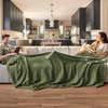 Bedsure 100% Cotton Blanket Queen Size for Bed – Cooling Breathable and Soft for Summer and Fall, Thick Cozy Waffle Weave Blanket Gifts for Women, White, 90×90 Inches(11 Moss Green)