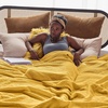 Bedsure 100% Cotton Blanket Queen Size for Bed – Cooling Breathable and Soft for Summer and Fall, Thick Cozy Waffle Weave Blanket Gifts for Women, White, 90×90 Inches(15 Mustard Yellow)