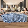 Bedsure 100% Cotton Blanket Queen Size for Bed – Cooling Breathable and Soft for Summer and Fall, Thick Cozy Waffle Weave Blanket Gifts for Women, White, 90×90 Inches(09 Sky Blue)