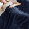 Bedsure 100% Cotton Blanket Queen Size for Bed – Cooling Breathable and Soft for Summer and Fall, Thick Cozy Waffle Weave Blanket Gifts for Women, White, 90×90 Inches(18 Pageant Blue)