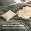 Bedsure 5 Pieces Cotton Comforter Set with Cotton Waffle Throw Blanket – White Queen Comforter, Pillow Shams, Taupe Cooling Blanket of Rayon Derived from Bamboo for Hot Sleepers, Throw Pillow(02 – Grayish Olive Green – Cotton)