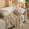 Bedsure 5 Pieces Cotton Comforter Set with Cotton Waffle Throw Blanket – White Queen Comforter, Pillow Shams, Taupe Cooling Blanket of Rayon Derived from Bamboo for Hot Sleepers, Throw Pillow(07 – White)