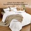 Bedsure 5 Pieces Cotton Comforter Set with Cotton Waffle Throw Blanket – White Queen Comforter, Pillow Shams, Taupe Cooling Blanket of Rayon Derived from Bamboo for Hot Sleepers, Throw Pillow(07 – White)