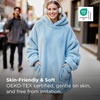 Bedsure Blanket Hoodie, Wearable Blanket Hoodie as Mothers Day Birthday Gifts for Women Men Mom Dad, Warm Cozy Soft Sweatshirt Hooded Blankets With Sleeves for Adult Women Men, Charcoal(Sky Blue)