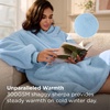 Bedsure Blanket Hoodie, Wearable Blanket Hoodie as Mothers Day Birthday Gifts for Women Men Mom Dad, Warm Cozy Soft Sweatshirt Hooded Blankets With Sleeves for Adult Women Men, Charcoal(Sky Blue)