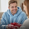 Bedsure Blanket Hoodie, Wearable Blanket Hoodie as Mothers Day Birthday Gifts for Women Men Mom Dad, Warm Cozy Soft Sweatshirt Hooded Blankets With Sleeves for Adult Women Men, Charcoal(Sky Blue)