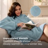 Bedsure Blanket Hoodie, Wearable Blanket Hoodie as Mothers Day Birthday Gifts for Women Men Mom Dad, Warm Cozy Soft Sweatshirt Hooded Blankets With Sleeves for Adult Women Men, Charcoal(Light Green)