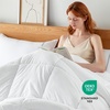 Bedsure Comforter Duvet Insert – Quilted Comforters Queen Size, All Season Duvet, GentleSoft Down Alternative Bedding Blanket, with 8 Tabs, Gifts for Women/Men, White, Queen 88 x 88 Inches(Ivory Stripe Square)