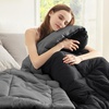 Bedsure Comforters Queen Size Duvet Insert, Quilted Down Alternative Comforter, Ultra Soft Lightweight Comforter Blanket for Bed, with 8 Tabs, Machine Washable, 88×88 in, White(Black/Grey)