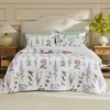 Bedsure Floral Quilts Queen Size, Reversible Botanical Floral Comforter | Bedding, Bedspread, Coverlet, Lightweight, All-Season Comfort, Green & White Plaid Parttern, Machine Washable, 90″x96″, 3 Pcs(03 – Coconut White)