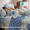 Bedsure Floral Quilts Queen Size, Reversible Botanical Floral Comforter | Bedding, Bedspread, Coverlet, Lightweight, All-Season Comfort, Green & White Plaid Parttern, Machine Washable, 90″x96″, 3 Pcs(04 – Patchwork Blue)