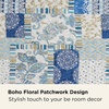 Bedsure Floral Quilts Queen Size, Reversible Botanical Floral Comforter | Bedding, Bedspread, Coverlet, Lightweight, All-Season Comfort, Green & White Plaid Parttern, Machine Washable, 90″x96″, 3 Pcs(04 – Patchwork Blue)