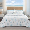 Bedsure Floral Quilts Queen Size, Reversible Botanical Floral Comforter | Bedding, Bedspread, Coverlet, Lightweight, All-Season Comfort, Green & White Plaid Parttern, Machine Washable, 90″x96″, 3 Pcs(00 – Ocean White)