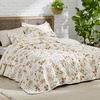 Bedsure Floral Quilts Queen Size, Reversible Botanical Floral Comforter | Bedding, Bedspread, Coverlet, Lightweight, All-Season Comfort, Green & White Plaid Parttern, Machine Washable, 90″x96″, 3 Pcs(06 – Whisper White)