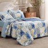 Bedsure Floral Quilts Queen Size, Reversible Botanical Floral Comforter | Bedding, Bedspread, Coverlet, Lightweight, All-Season Comfort, Green & White Plaid Parttern, Machine Washable, 90″x96″, 3 Pcs(04 – Patchwork Blue)