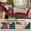 Bedsure Floral Quilts Queen Size, Reversible Botanical Floral Comforter | Bedding, Bedspread, Coverlet, Lightweight, All-Season Comfort, Green & White Plaid Parttern, Machine Washable, 90″x96″, 3 Pcs(18 – Christmas Tree)