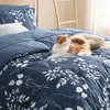 Bedsure Full Size Comforter Set – 7 Pieces Floral Sage Green Soft Bedding Sets, Full Bed in a Bag with Botanical Flowers Comforter, Sheets, Pillowcases & Shams(05 – Navy)