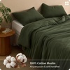 Bedsure PureWoven 100% Cotton Muslin Duvet Cover Queen Gauze Bedding Set | Ultra-Soft, Moisture-Wicking, Breathable, Skin-Friendly, Lightweight, All-Season, Softens After Wash, Olive Green, 90″x90″(01 – Muslin – Olive Green (No Comforter))