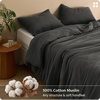 Bedsure PureWoven 100% Cotton Muslin Duvet Cover Queen Gauze Bedding Set | Ultra-Soft, Moisture-Wicking, Breathable, Skin-Friendly, Lightweight, All-Season, Softens After Wash, Olive Green, 90″x90″(03 – Muslin – Dark Grey (No Comforter))
