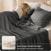 Bedsure PureWoven 100% Cotton Muslin Duvet Cover Queen Gauze Bedding Set | Ultra-Soft, Moisture-Wicking, Breathable, Skin-Friendly, Lightweight, All-Season, Softens After Wash, Olive Green, 90″x90″(03 – Muslin – Dark Grey (No Comforter))