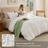 Bedsure PureWoven 100% Cotton Muslin Duvet Cover Queen Gauze Bedding Set | Ultra-Soft, Moisture-Wicking, Breathable, Skin-Friendly, Lightweight, All-Season, Softens After Wash, Olive Green, 90″x90″(04 – Muslin – Natural White (No Comforter))