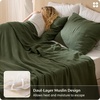 Bedsure PureWoven 100% Cotton Muslin Duvet Cover Queen Gauze Bedding Set | Ultra-Soft, Moisture-Wicking, Breathable, Skin-Friendly, Lightweight, All-Season, Softens After Wash, Olive Green, 90″x90″(01 – Muslin – Olive Green (No Comforter))