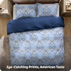 Bedsure PureWoven 100% Cotton Striped Duvet Cover Set, Queen, Tan/White | Washed Cotton, Linen-Like Texture, Breathable, Zipper Closure, Machine Washable, 3 Pieces with 2 Pillow Shams, 90″ X 90″(03 – Blue Paisley (No Comforter))