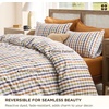 Bedsure PureWoven 100% Cotton Striped Duvet Cover Set, Queen, Tan/White | Washed Cotton, Linen-Like Texture, Breathable, Zipper Closure, Machine Washable, 3 Pieces with 2 Pillow Shams, 90″ X 90″(15 – Warm Gingham (No Comforter))