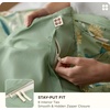 Bedsure PureWoven 100% Cotton Striped Duvet Cover Set, Queen, Tan/White | Washed Cotton, Linen-Like Texture, Breathable, Zipper Closure, Machine Washable, 3 Pieces with 2 Pillow Shams, 90″ X 90″(06 – Green Garden (No Comforter))