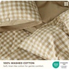 Bedsure PureWoven 100% Cotton Striped Duvet Cover Set, Queen, Tan/White | Washed Cotton, Linen-Like Texture, Breathable, Zipper Closure, Machine Washable, 3 Pieces with 2 Pillow Shams, 90″ X 90″(09 – Khaki Gingham (No Comforter))