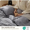 Bedsure PureWoven 100% Cotton Striped Duvet Cover Set, Queen, Tan/White | Washed Cotton, Linen-Like Texture, Breathable, Zipper Closure, Machine Washable, 3 Pieces with 2 Pillow Shams, 90″ X 90″(07 – Grey Stripes (No Comforter))