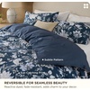 Bedsure PureWoven 100% Cotton Striped Duvet Cover Set, Queen, Tan/White | Washed Cotton, Linen-Like Texture, Breathable, Zipper Closure, Machine Washable, 3 Pieces with 2 Pillow Shams, 90″ X 90″(18 – Vintage Navy Floral (No Comforter))
