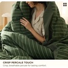 Bedsure PureWoven 100% Cotton Striped Duvet Cover Set, Queen, Tan/White | Washed Cotton, Linen-Like Texture, Breathable, Zipper Closure, Machine Washable, 3 Pieces with 2 Pillow Shams, 90″ X 90″(10 – Olive Green Stripes (No Comforter))