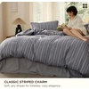 Bedsure PureWoven 100% Cotton Striped Duvet Cover Set, Queen, Tan/White | Washed Cotton, Linen-Like Texture, Breathable, Zipper Closure, Machine Washable, 3 Pieces with 2 Pillow Shams, 90″ X 90″(07 – Grey Stripes (No Comforter))