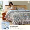 Bedsure PureWoven 100% Cotton Striped Duvet Cover Set, Queen, Tan/White | Washed Cotton, Linen-Like Texture, Breathable, Zipper Closure, Machine Washable, 3 Pieces with 2 Pillow Shams, 90″ X 90″(01 – Vintage Blue Boho (No Comforter))