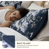 Bedsure PureWoven 100% Cotton Striped Duvet Cover Set, Queen, Tan/White | Washed Cotton, Linen-Like Texture, Breathable, Zipper Closure, Machine Washable, 3 Pieces with 2 Pillow Shams, 90″ X 90″(18 – Vintage Navy Floral (No Comforter))